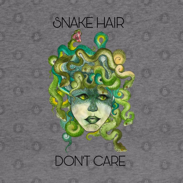 Snake Hair, Don’t Care, Watercolor Medusa by JJacobs